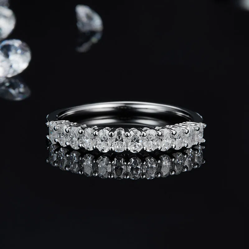 1.0ctw. Oval Cut Moissanite Fashion Half Eternity Ring