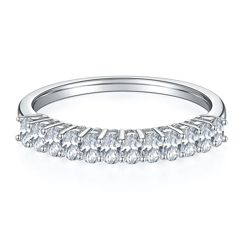 1.0ctw. Oval Cut Moissanite Fashion Half Eternity Ring