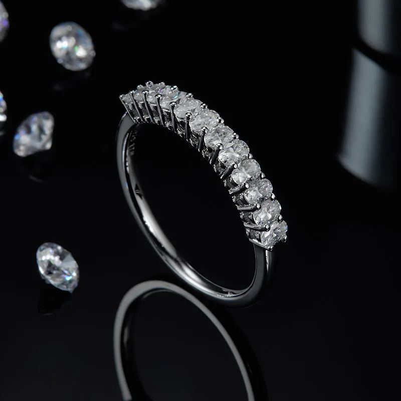 1.0ctw. Oval Cut Moissanite Fashion Half Eternity Ring