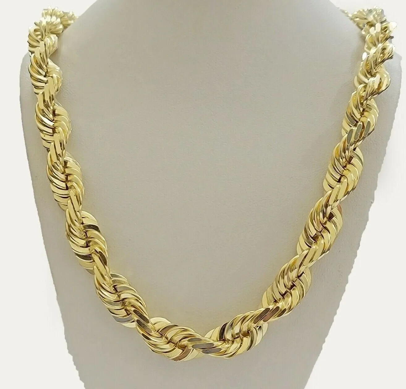 10k 14mm Solid Yellow Gold Rope Chain Necklace 28" Inch Mens Thick & Heavy Shiny