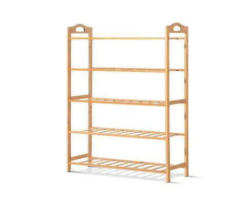 5-Tier Bamboo Shoe Rack Organiser Storage Shelf Stand Shelves