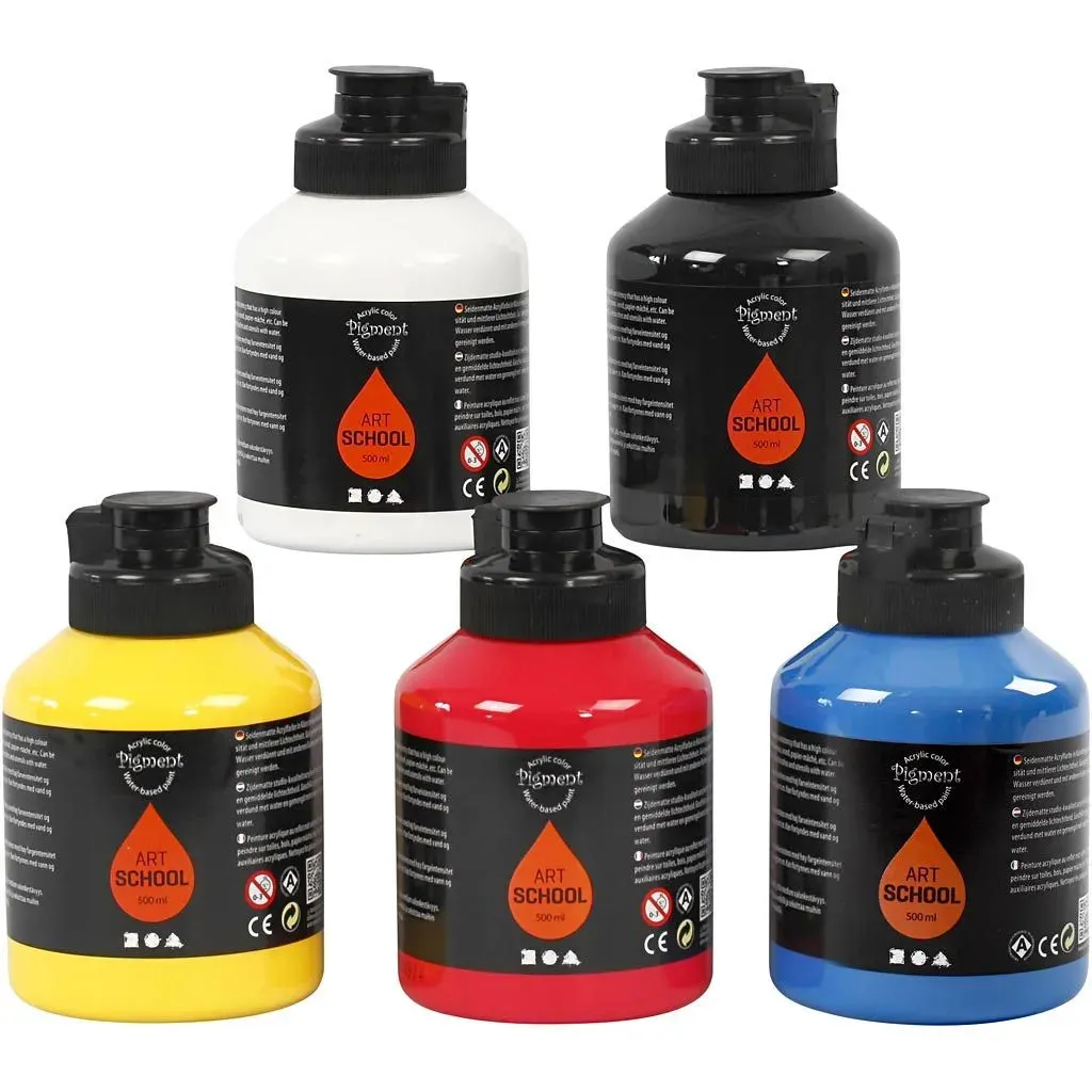 500ml Thick Semi-Glossy Acrylic Art Water-Based High Pigment Load Good Colour Fastness