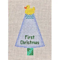 85029B- - ornament, rubber ducky on BLUE tree