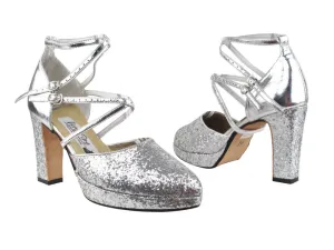 9691DPlatform Silver Sparkle_Silver Leather_Double straps