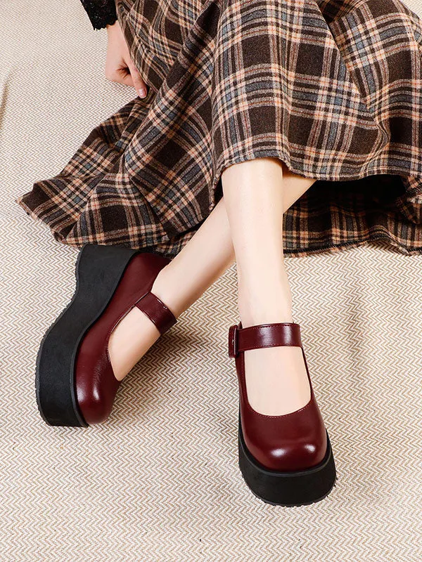 Academic Lolita Footwear Black Round Toe PU Leather Daily Casual Lolita Pumps