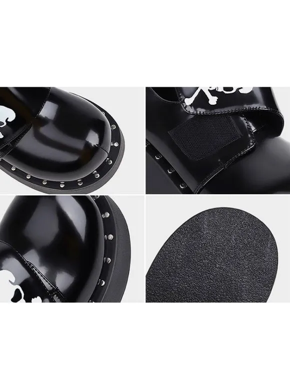 Academic Lolita Footwear Black Round Toe PU Leather Lolita Shoes