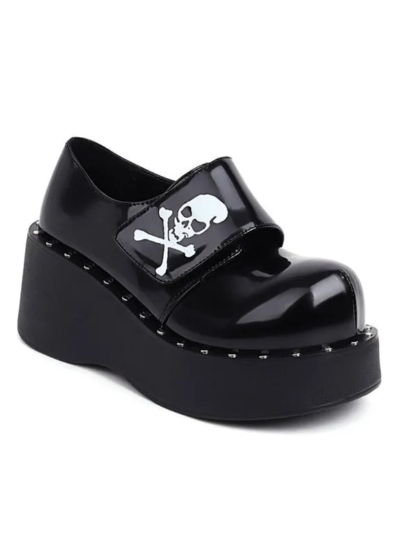 Academic Lolita Footwear Black Round Toe PU Leather Lolita Shoes