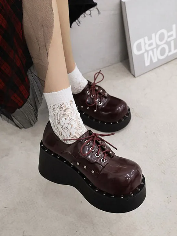 Academic Lolita Footwear Black Round Toe PU Leather Lolita Shoes