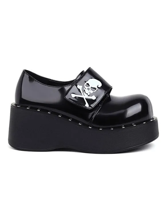 Academic Lolita Footwear Black Round Toe PU Leather Lolita Shoes