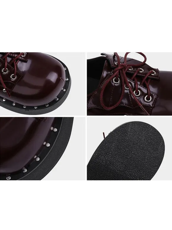 Academic Lolita Footwear Black Round Toe PU Leather Lolita Shoes