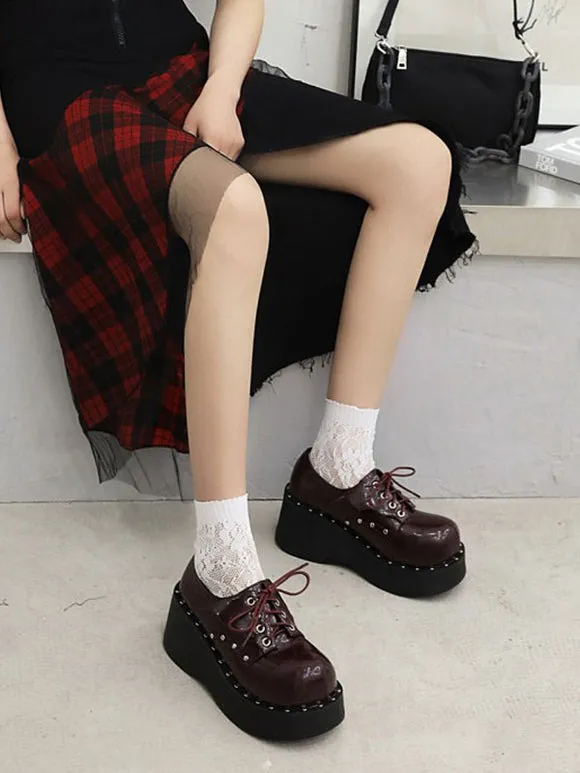 Academic Lolita Footwear Black Round Toe PU Leather Lolita Shoes