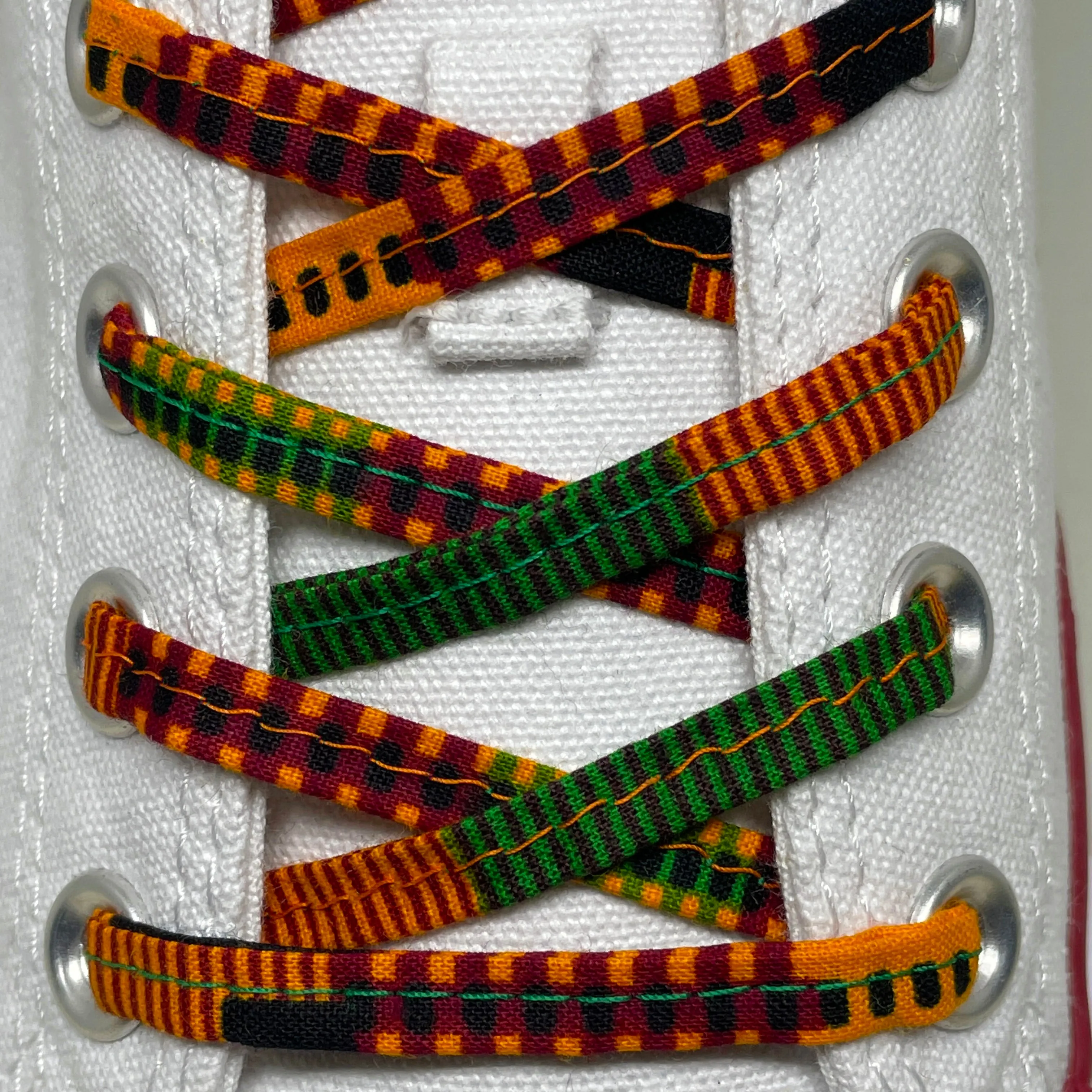 Amahle Wax Print Laces - Black/Orange/Green/Burgundy Kenté
