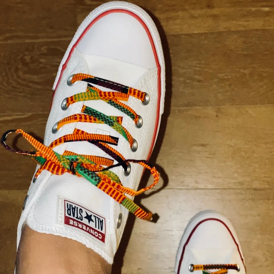Amahle Wax Print Laces - Black/Orange/Green/Burgundy Kenté