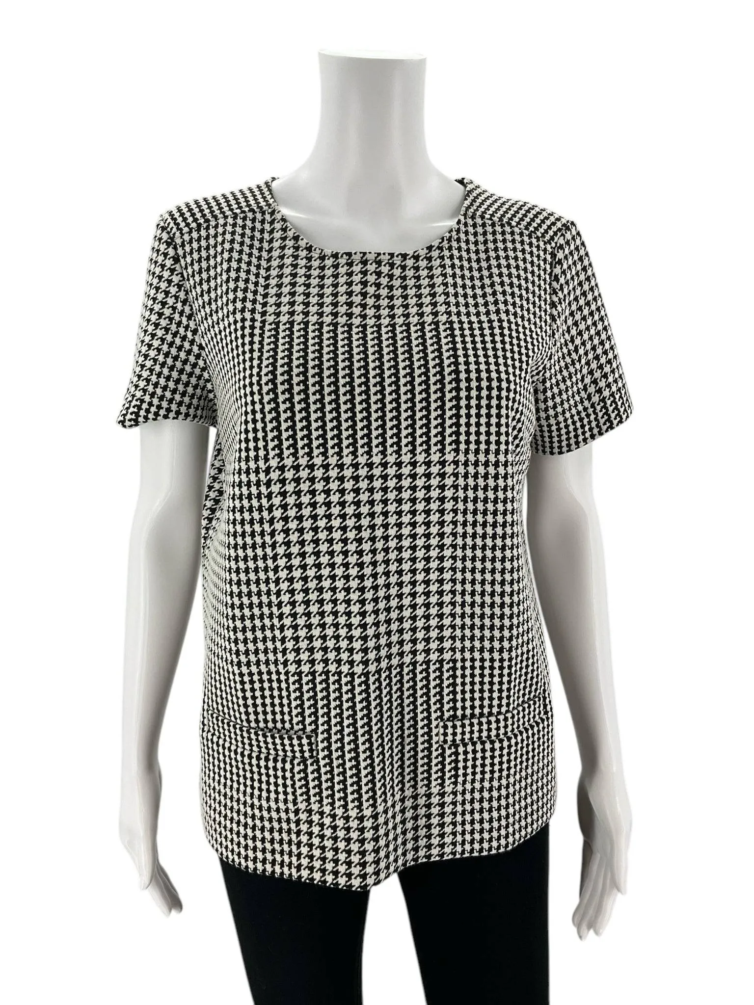 Ann Taylor White/Black Houndstooth Top Size Medium