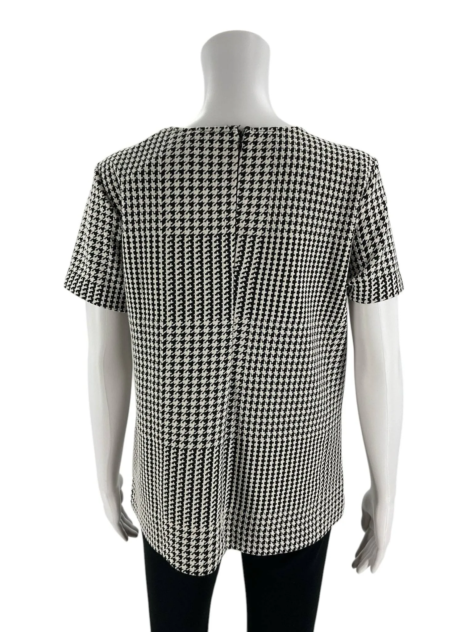 Ann Taylor White/Black Houndstooth Top Size Medium