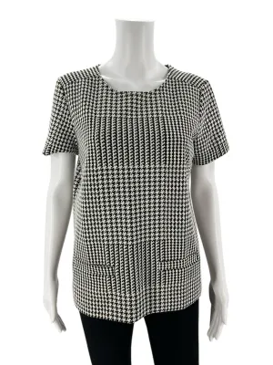 Ann Taylor White/Black Houndstooth Top Size Medium