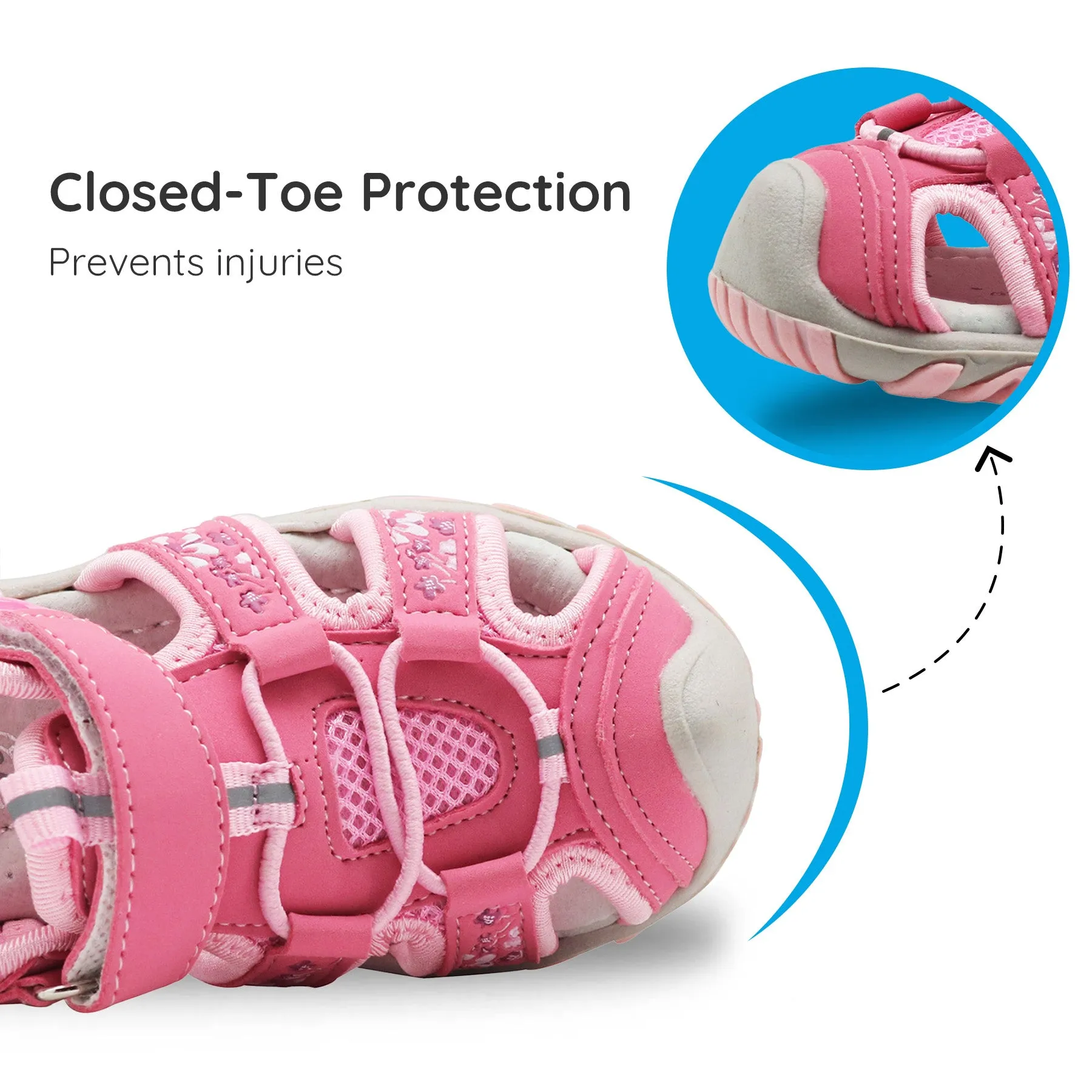 Apakowa Girls Sport Sandals with Arch Suppoer for Toddler Little Kid QDSFFAZ-Y607New-pink