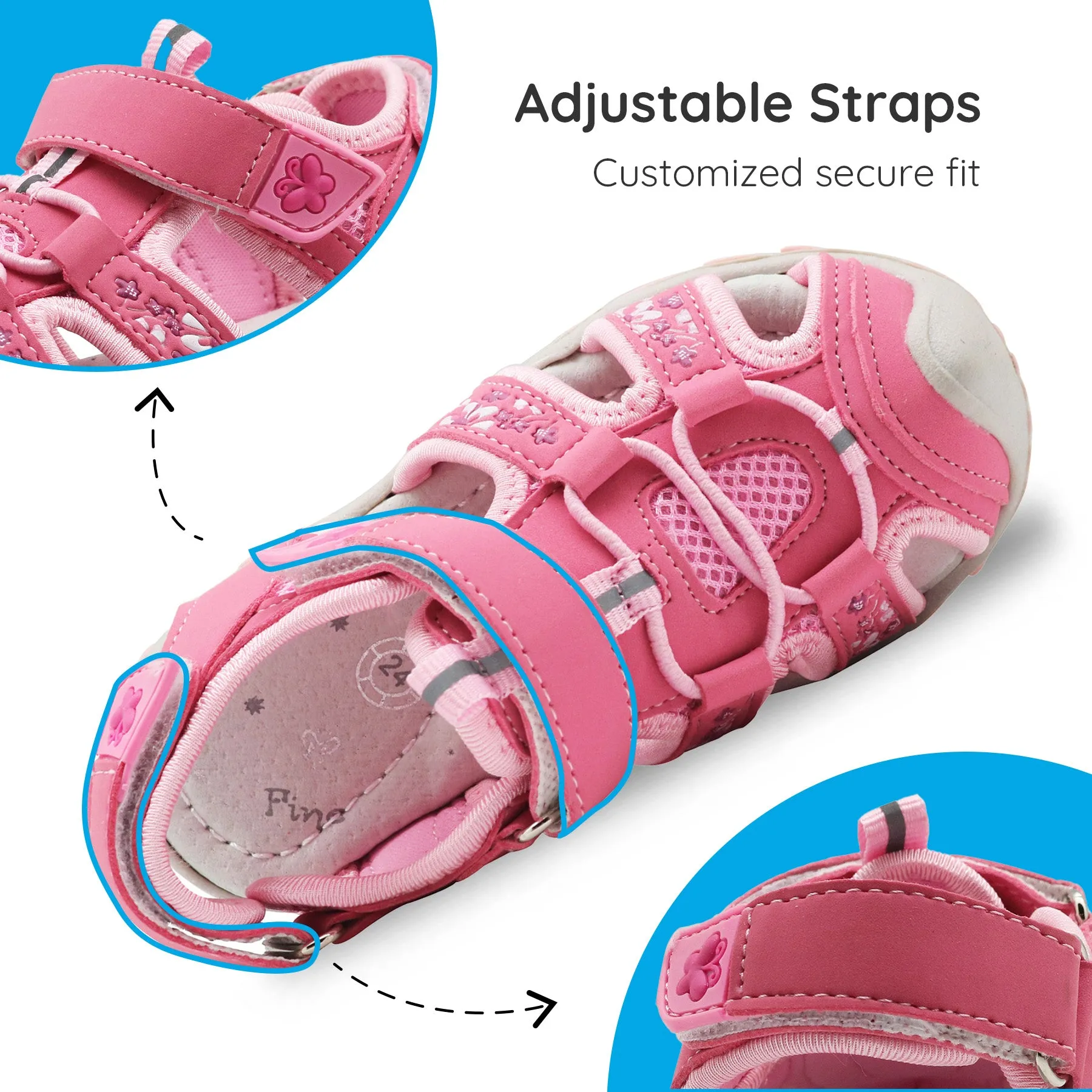 Apakowa Girls Sport Sandals with Arch Suppoer for Toddler Little Kid QDSFFAZ-Y607New-pink