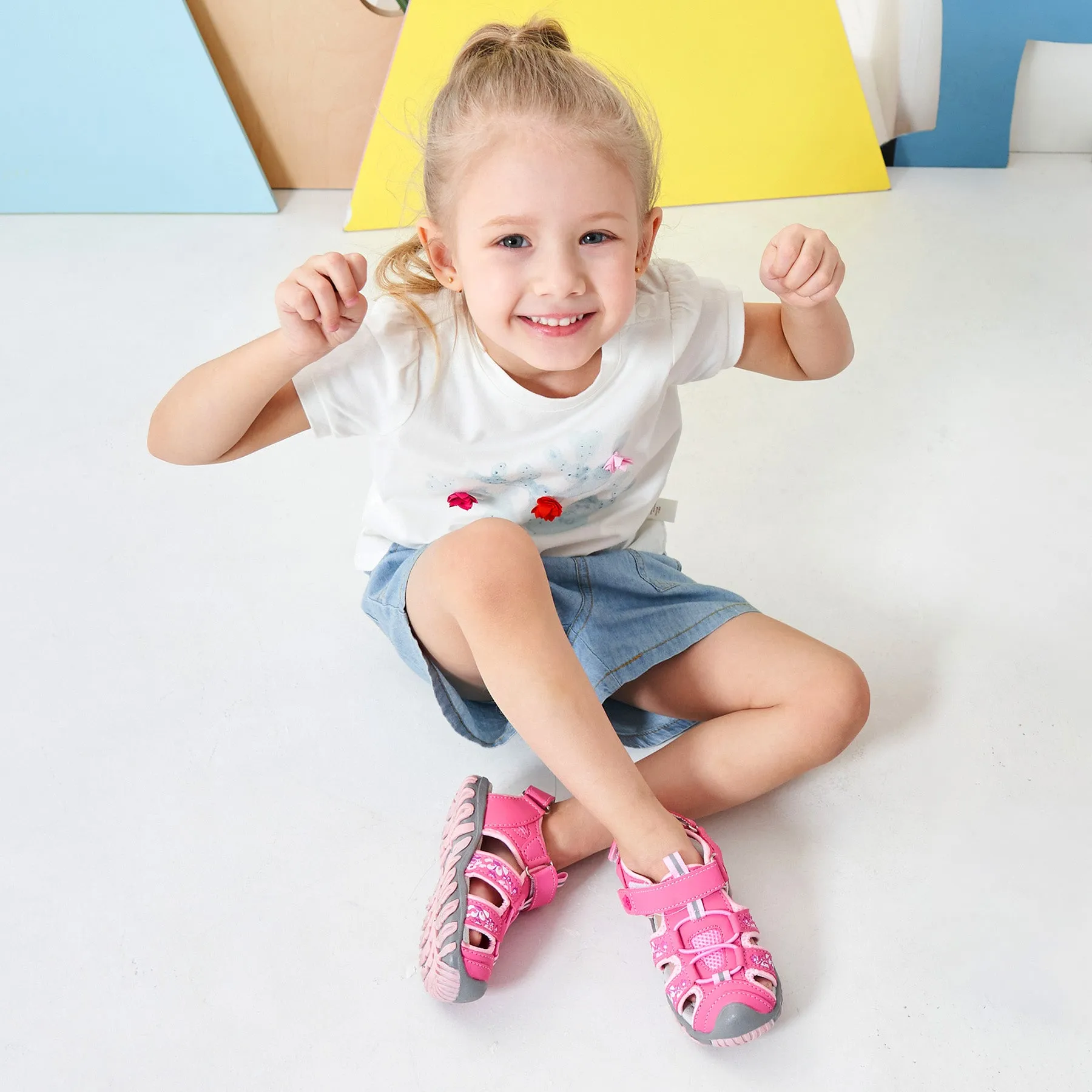Apakowa Girls Sport Sandals with Arch Suppoer for Toddler Little Kid QDSFFAZ-Y607New-pink