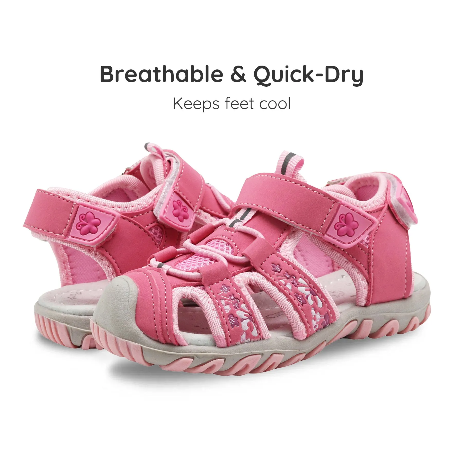 Apakowa Girls Sport Sandals with Arch Suppoer for Toddler Little Kid QDSFFAZ-Y607New-pink