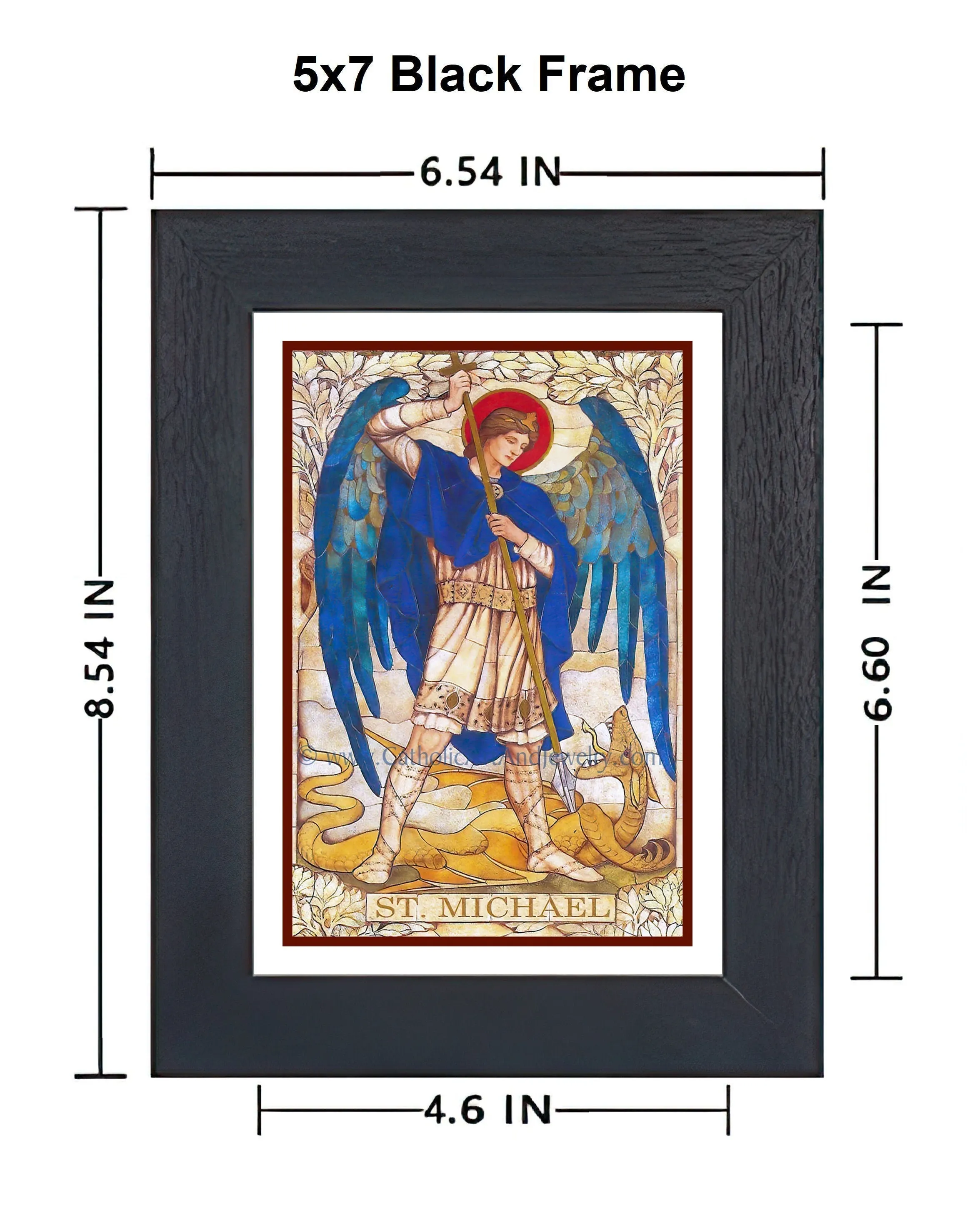 Archangel Michael – based on a Vintage Stained Glass Window – Art Nouveau – Catholic Art Print – Archival – Catholic Gift – Angel