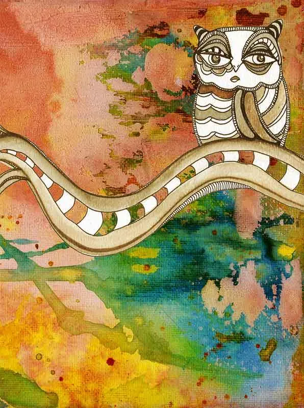 Art Print on Canvas 'Surreal Owl 02'