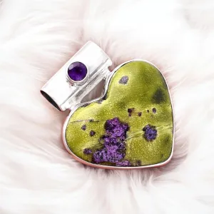 Atlantasite & Amethyst Solid 925 Sterling Silver Pendant