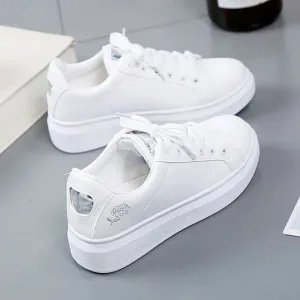 Autumn Rose Embroidery Thick Soled Leather Casual Shoes