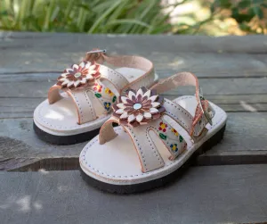 BABY Girls walker traditional folk Mexican HUARACHE flower SANDALS