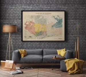 Barcelona City Map Wall Print| Framed Map Wall Decor