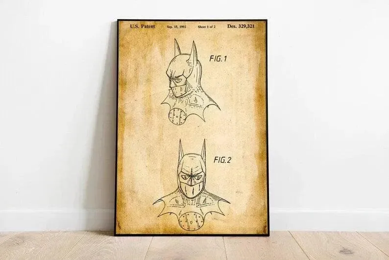 Batman Patent Print| Framed Art Print