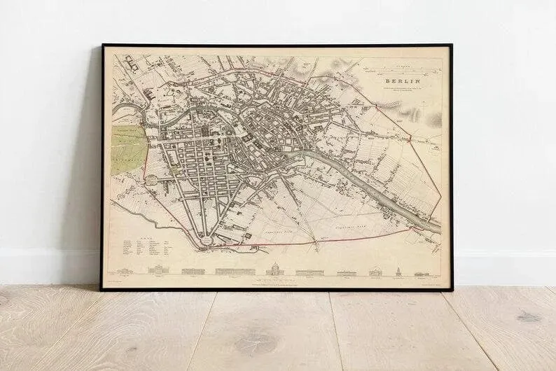 Berlin City Map Wall Print| Framed Map Wall Decor