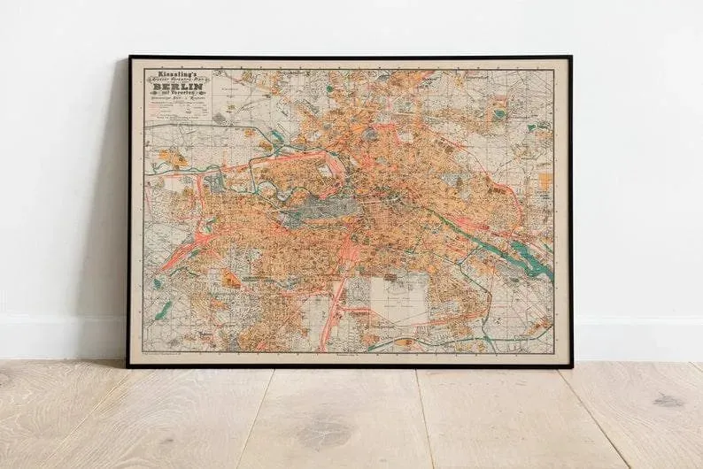 Berlin City Map Wall Print| Framed Map Wall Decor