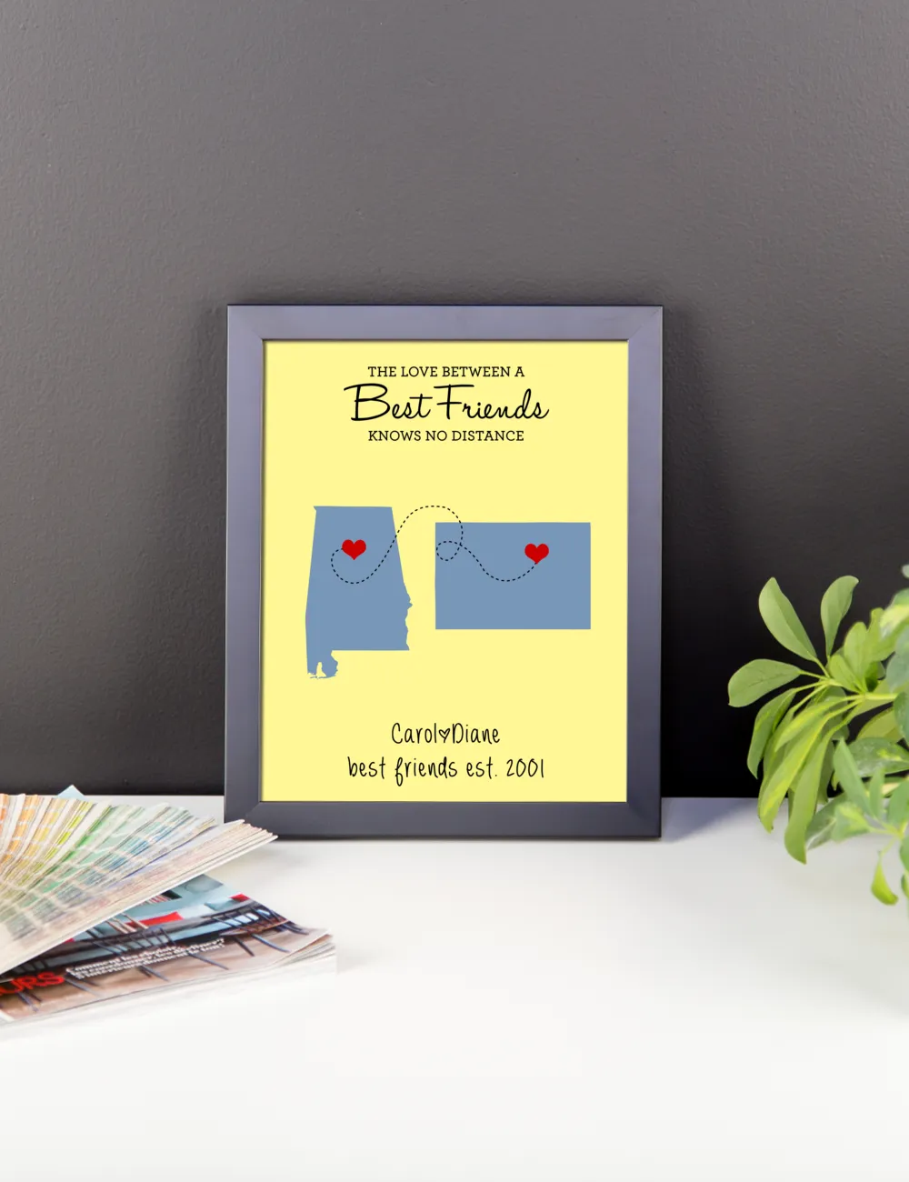 Best Friend Christmas Gift, Long Distance Relationship Map