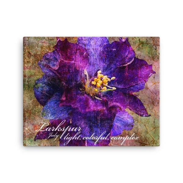 Birthday Blossoms Wall Art - Larkspur, with characteristic description