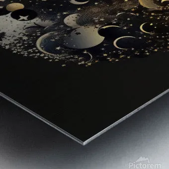 Black and Gold Moon and Stars Print