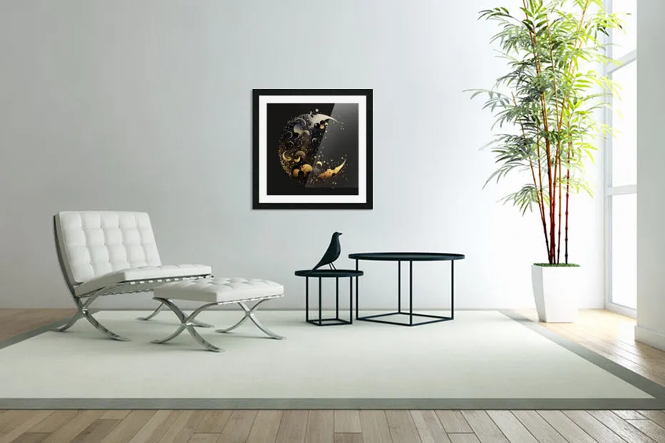 Black and Gold Moon and Stars Print