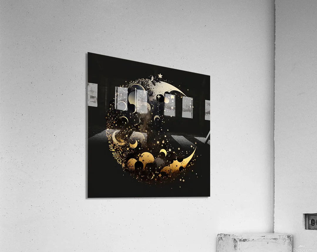 Black and Gold Moon and Stars Print