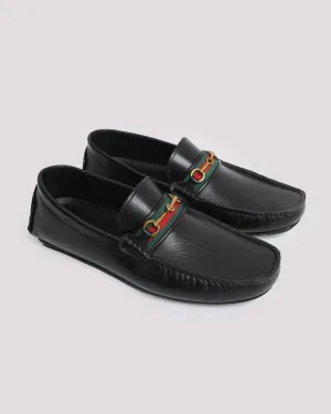 BLACK LEATHER MOCCASIN