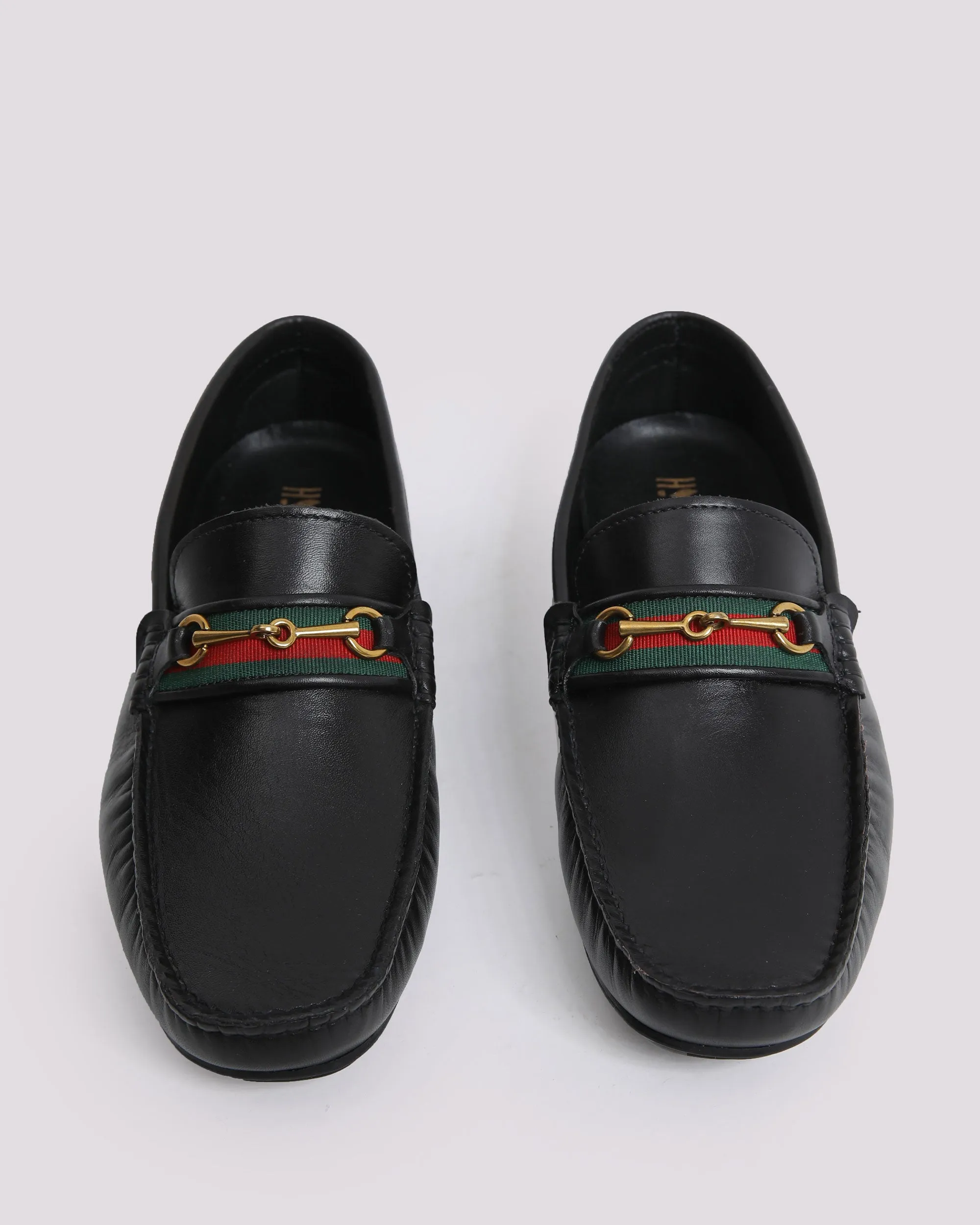 BLACK LEATHER MOCCASIN