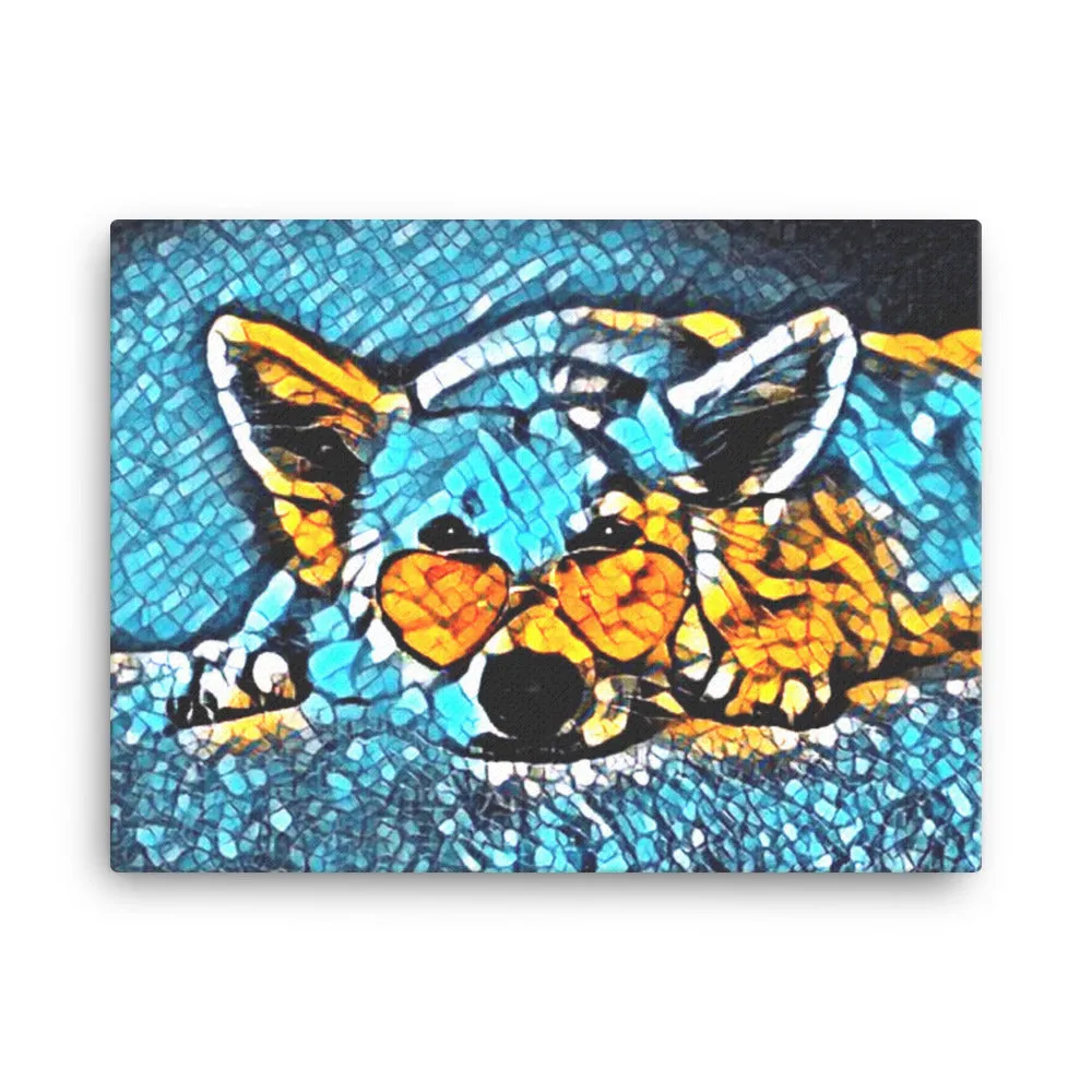 Blue Cool Dog Canvas Art