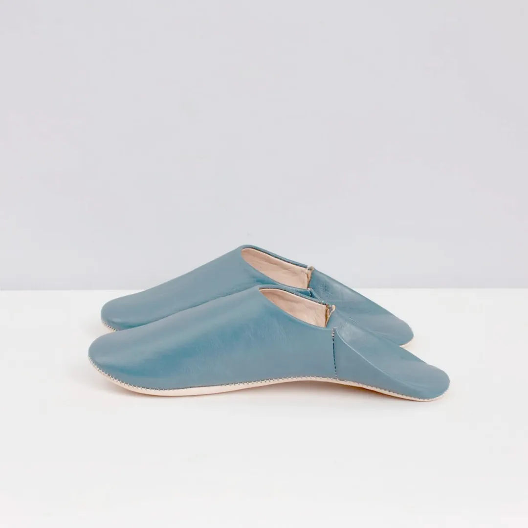 Blue Grey Small Babouche Slippers