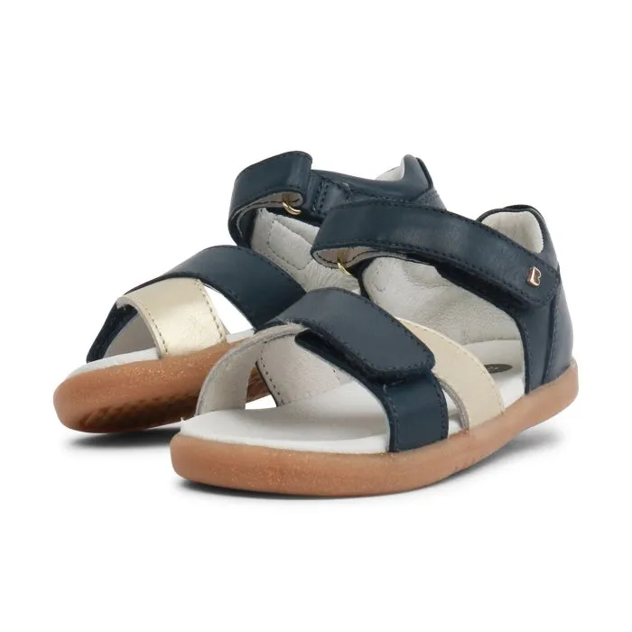 Bobux IW Sail Navy with Gold Open Toe sandal