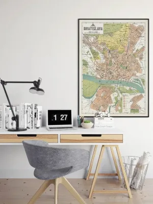 Bratislava Map Wall Print| Framed Map Wall Decor