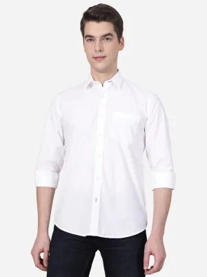 Bright White Solid Slim Fit Casual Shirt | JadeBlue
