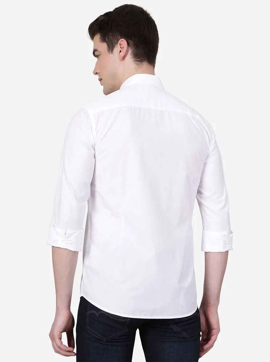 Bright White Solid Slim Fit Casual Shirt | JadeBlue