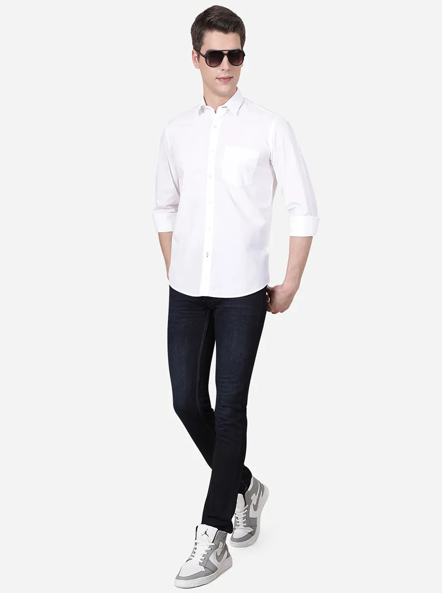 Bright White Solid Slim Fit Casual Shirt | JadeBlue