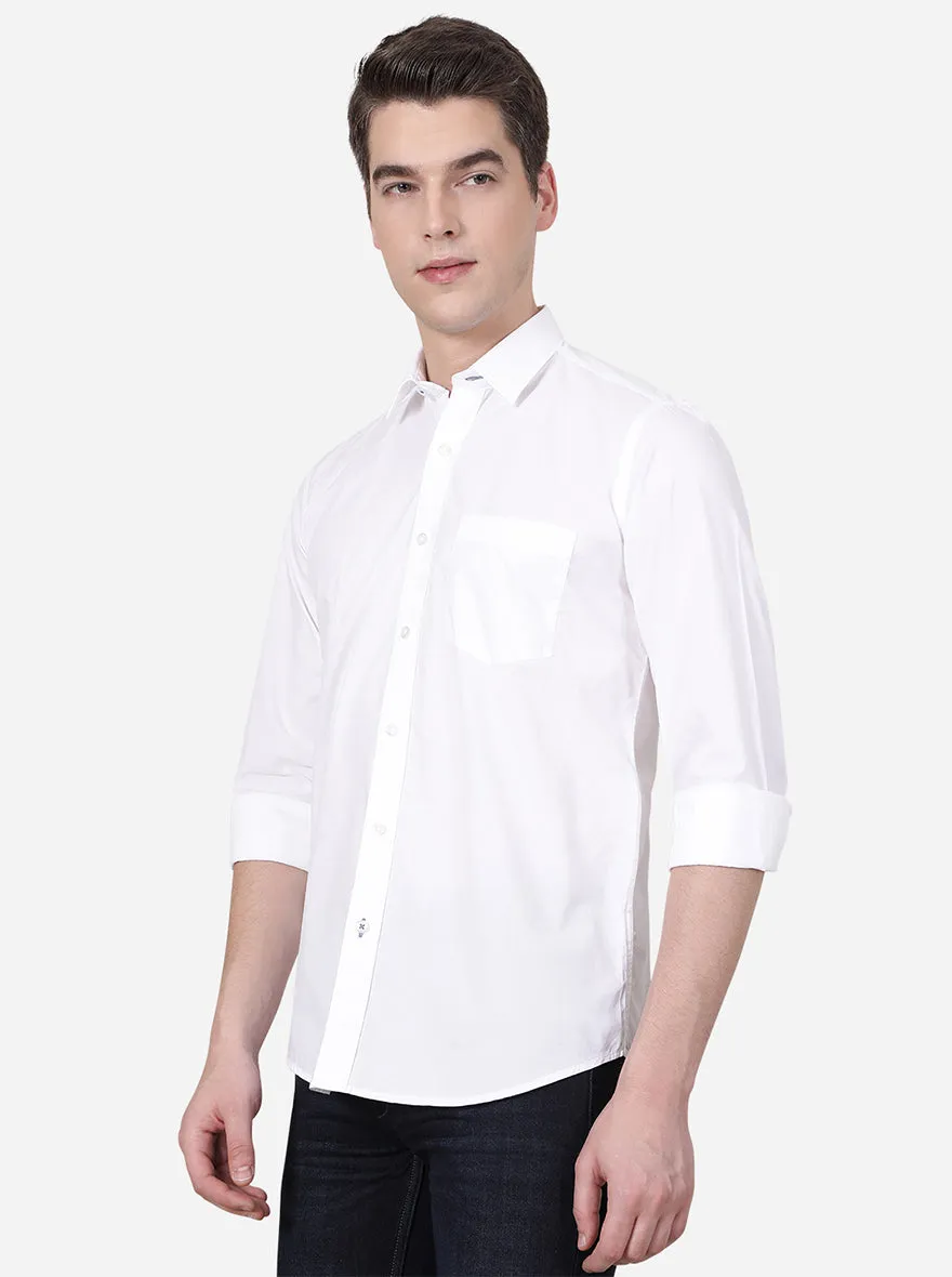 Bright White Solid Slim Fit Casual Shirt | JadeBlue