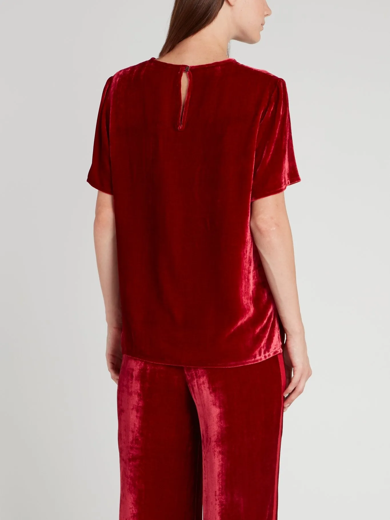 Burgundy Keyhole Back Velvet Top