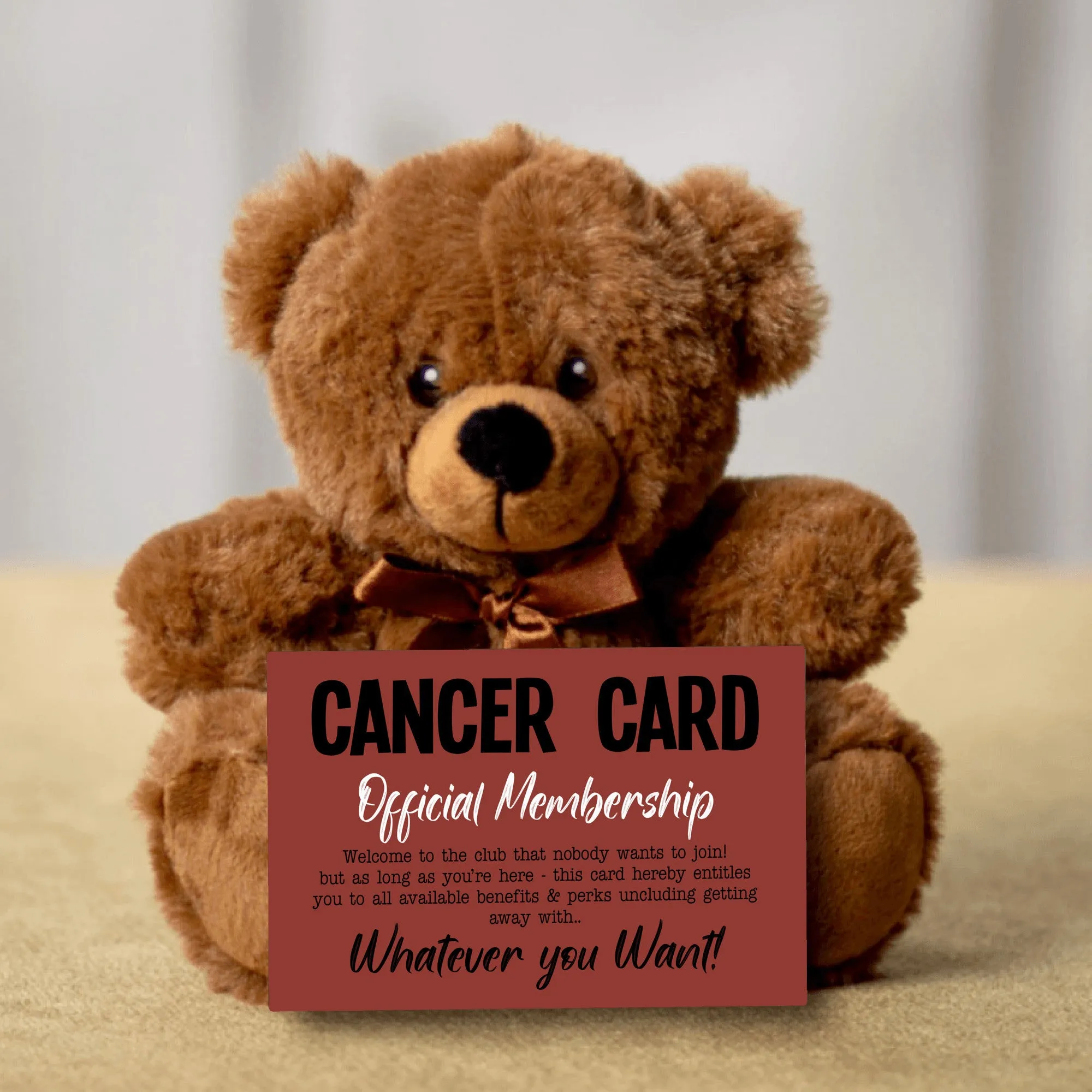 Cancer Card Teddy Bear With Message Card - PRICE INCLUDES FREE SHIPPING